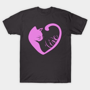 Pink Valentines Cat Heart T-Shirt